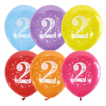 Воздушные шары Латекс Оксидентл с рисунком Цифра 2, 10 шт. размер 12" #6043506