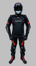 Мотокомбинезон раздельный кожаный BERG S-TR черно красный 54