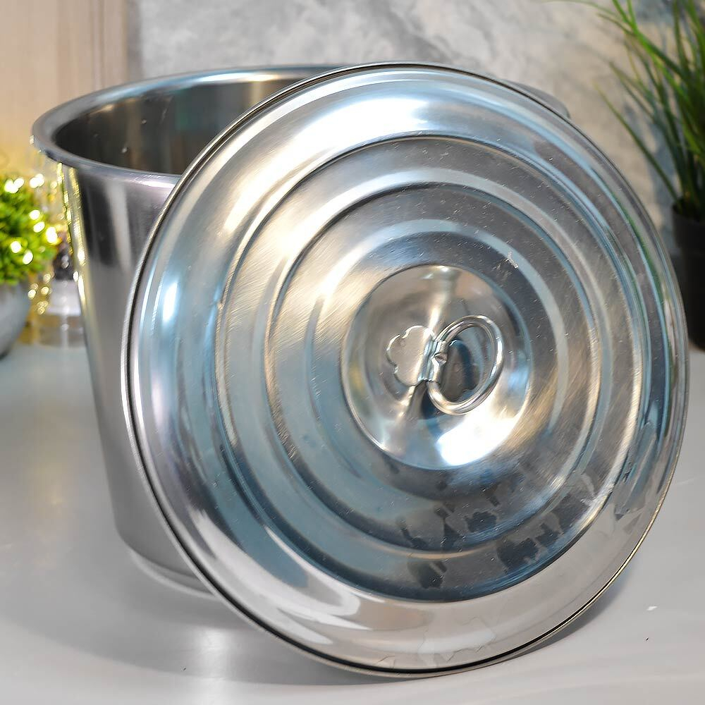 Ведро 7л нерж с крышкой, 20*25,5*25,5см