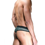 Черно-голубые трусы-тонги с леопардовым принтом (Размер: S-M) (Цвет: голубой леопард)