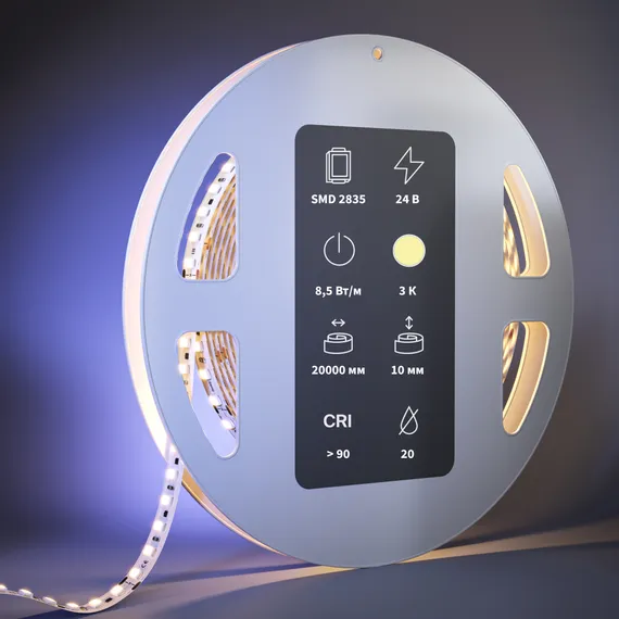 Светодиодная лента Ультра 24В 2835 8,5Вт/м 3000К 20м IP 20 201121 Led Strip 201121