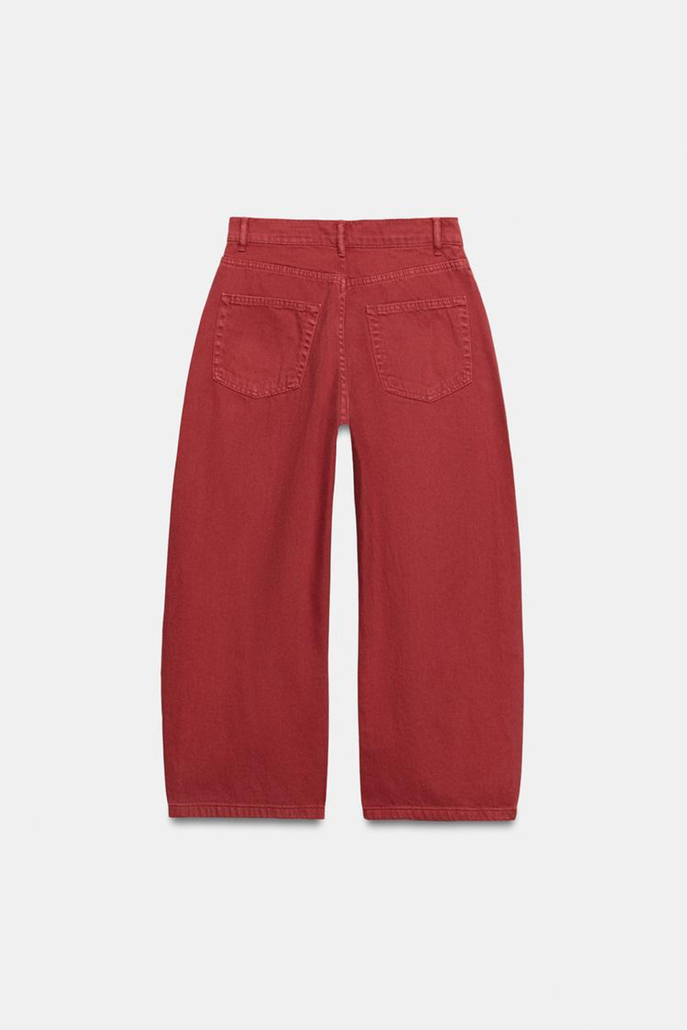 ZARA ДЖИНСЫ КАПРИ BALLOON СО СРЕДНЕЙ ПОСАДКОЙ — ZW COLLECTION, КРАСНЫЙ