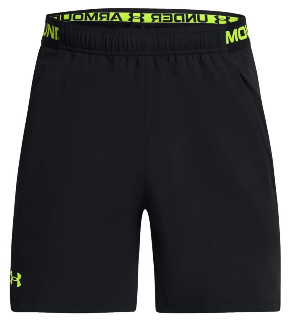 Мужские теннисные шорты Under Armour Men's UA Vanish Woven 6" Shorts - black/high vis yellow