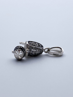 Ладанка из серебра/Чернение/С подвижным ухом/Матрона