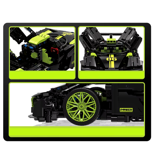 Конструктор Черный гоночный автомобиль 1148 деталей