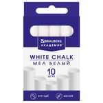 Мел белый BRAUBERG "АКАДЕМИЯ" (АЛГЕМ), 10 штук, круглый, мягкий, 271147