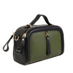 Стильная женская маленькая чёрно-зелёная сумочка из натуральной кожи 21х14х7 см Doublecity 9438 Green