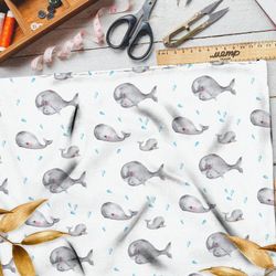Ткань мембрана акварельные киты