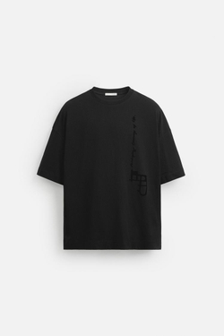 ZARA ФУТБОЛКА С НАДПИСЬЮ, ЧЕРНЫЙ