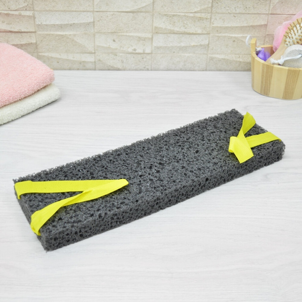 Мочалка-губка 40*12 банная с ручками Летная (черная)