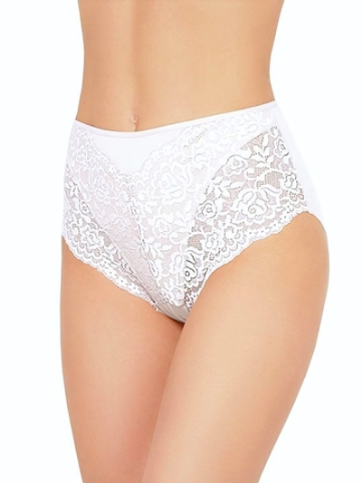 Высокие хлопковые трусики с кружевом Lace Cotton Band (Размер: XL) (Цвет: белый)