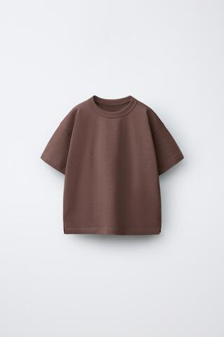 ZARA БАЗОВАЯ ФУТБОЛКА HEAVY WEIGHT, ПУДРОВЫЙ