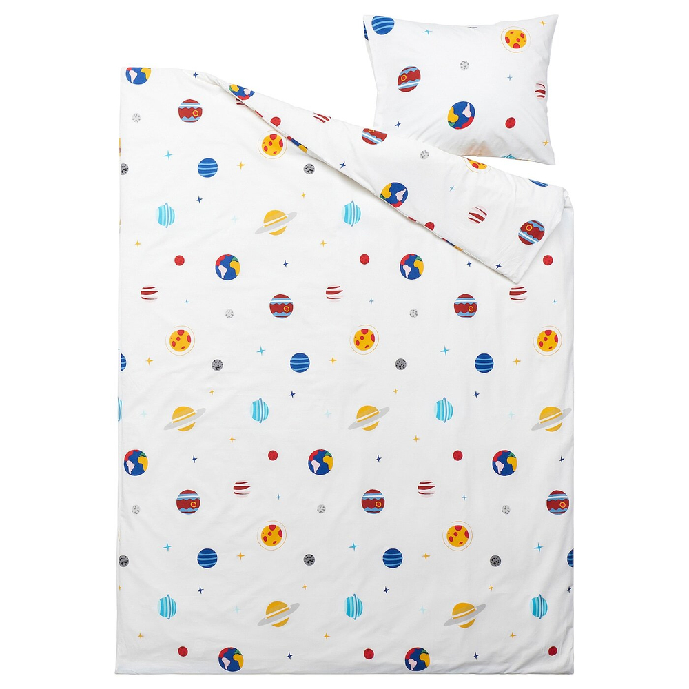 IKEA AFTONSPARV  (ИКЕА АФТОНСПАРВ)  -  Пододеяльник и наволочка, космос/мультиколор, 150x200/50x60 см