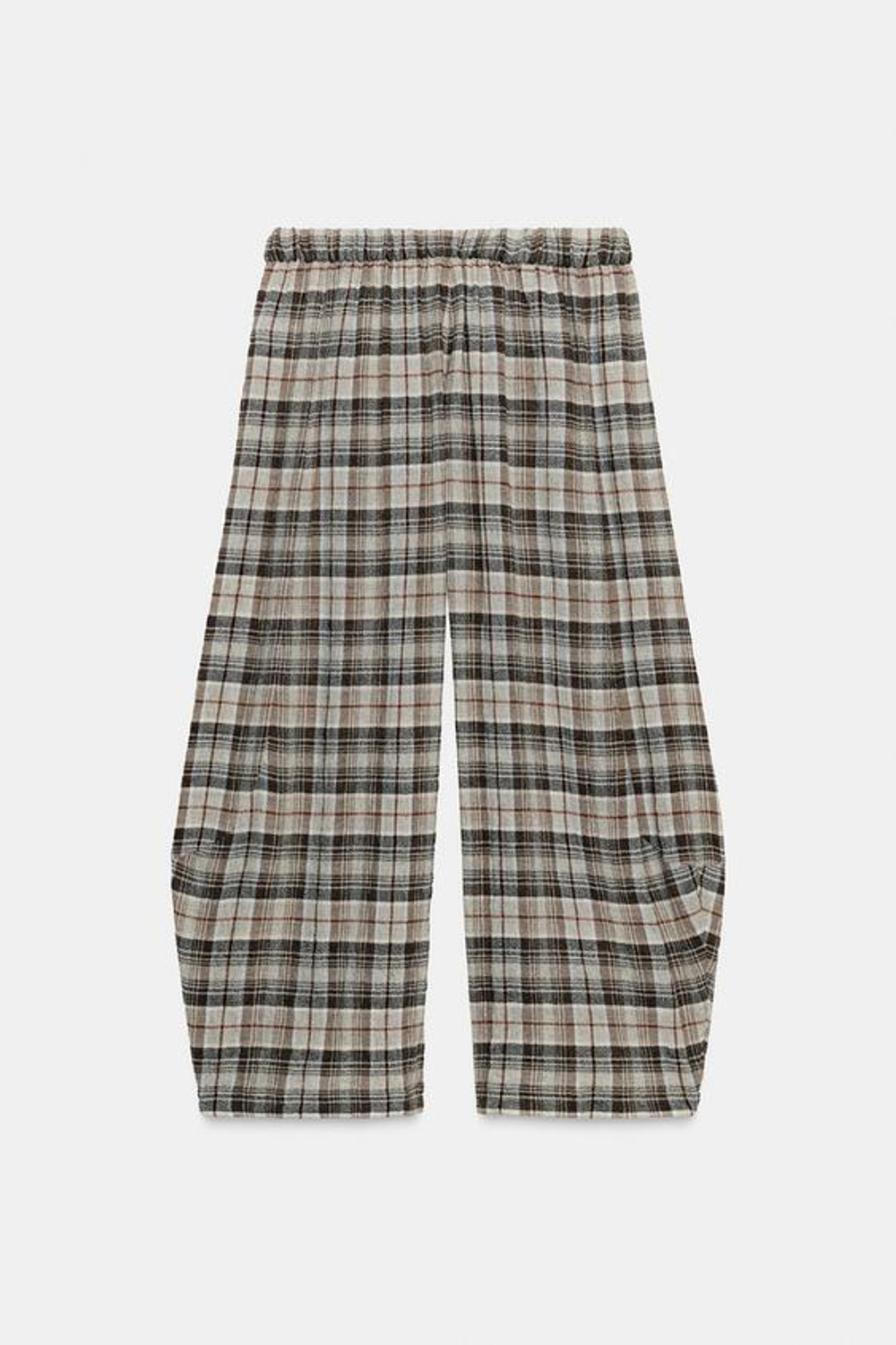 ZARA БРЮКИ ОБЪЕМНОГО КРОЯ В КЛЕТКУ — ZW COLLECTION, БЕЖЕВЫЙ