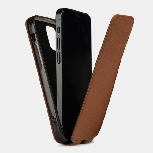 Чехол для iPhone 12 Mini из натуральной кожи теленка, цвета карамели