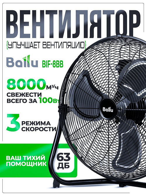 Вентилятор напольный промышленный Ballu 100Вт