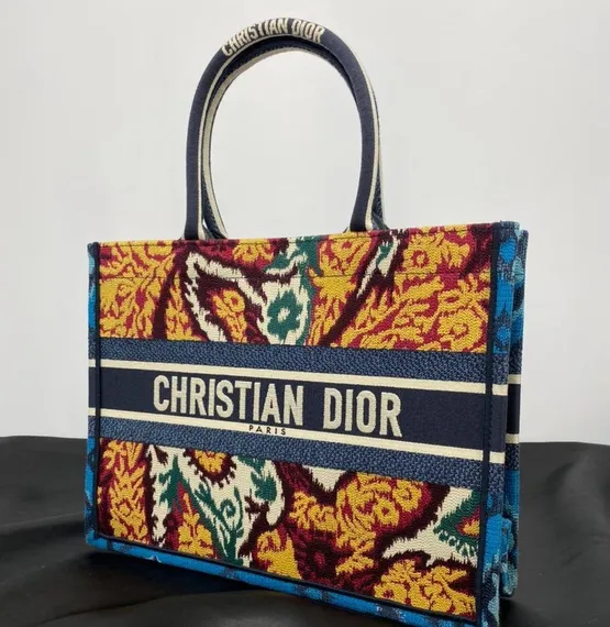 Сумка Dior Book Tote, модель среднего формата синий/желтый