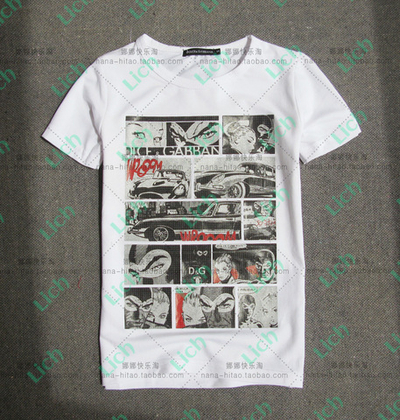 Футболка однотонная с принтами комиксов