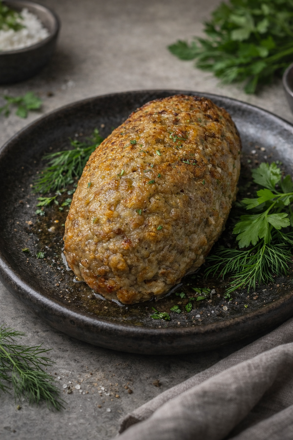 Рулет куриный рубленный жаренный