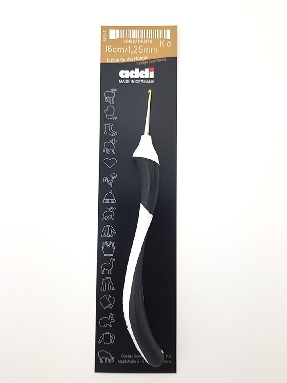 Крючок, вязальный с эргономичной пластиковой ручкой addiSwing Mini № 1,25, 16 см