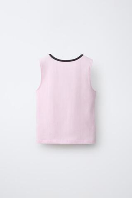 ZARA ФУТБОЛКА С НАДПИСЬЮ И КОНТРАСТНОЙ ОТДЕЛКОЙ, РОЗОВЫЙ