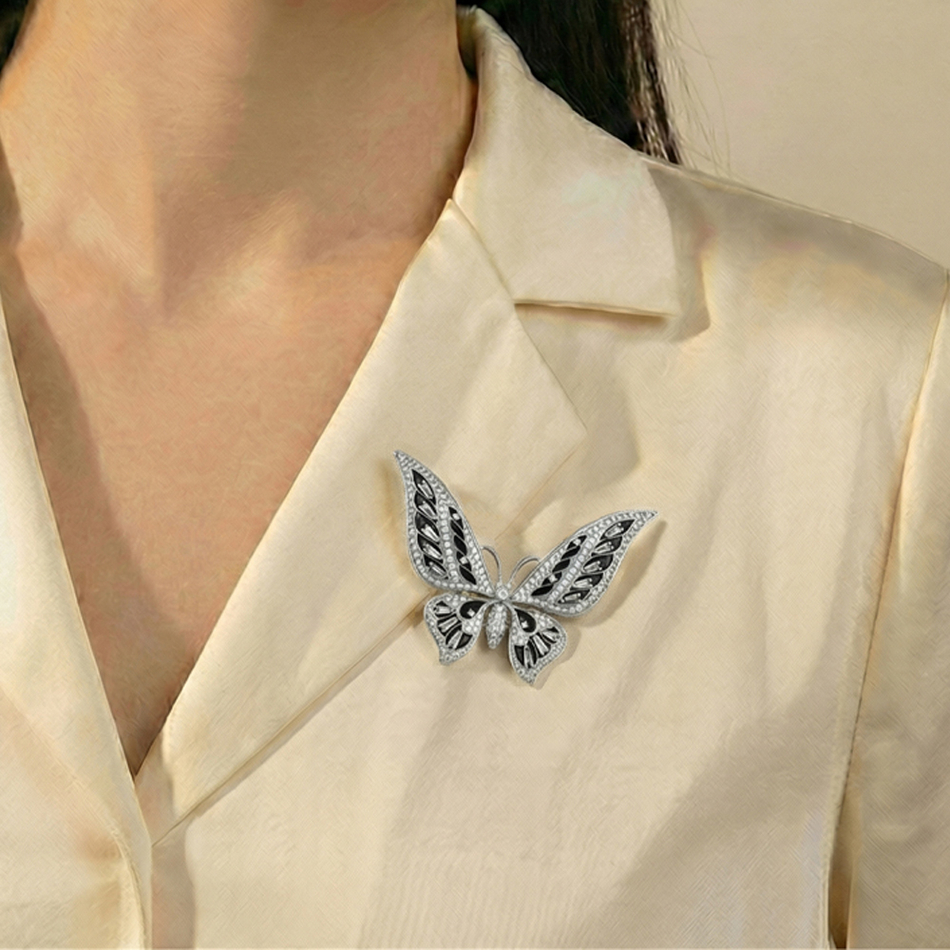 Брошь Fiore Luna Бабочка Zircon XR01278 BW/S