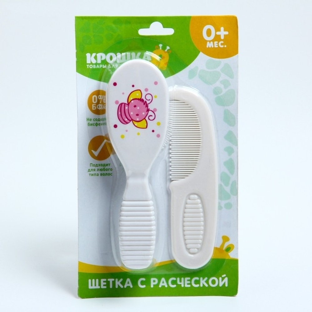 Расчёска детская + массажная щётка для волос, от 0 мес., цвета МИКС 1917381
