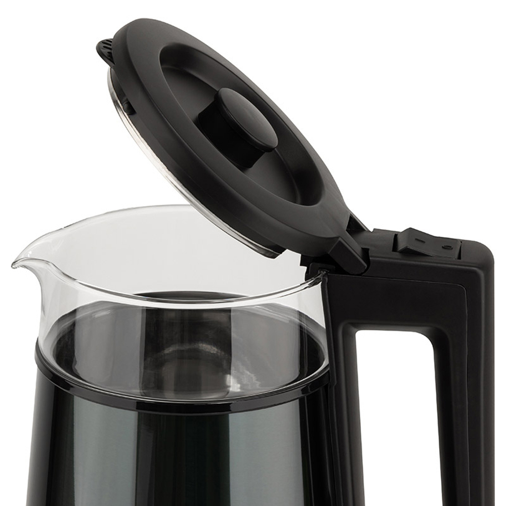 Чайник электрический 1,2л ENERGY E-200 стекло, серый, двойной корпус