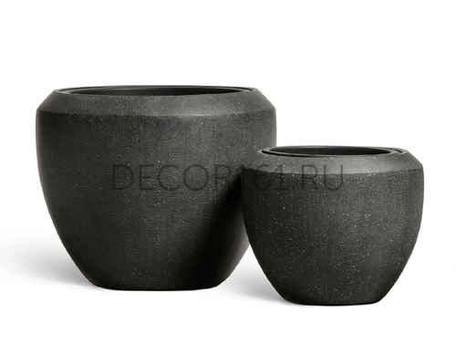 хххКашпо TREEZ Effectory Quartz Чаша Design Чёрный кварц в-33 см, д-40 см 41.33-14-22-089-BLQ-40