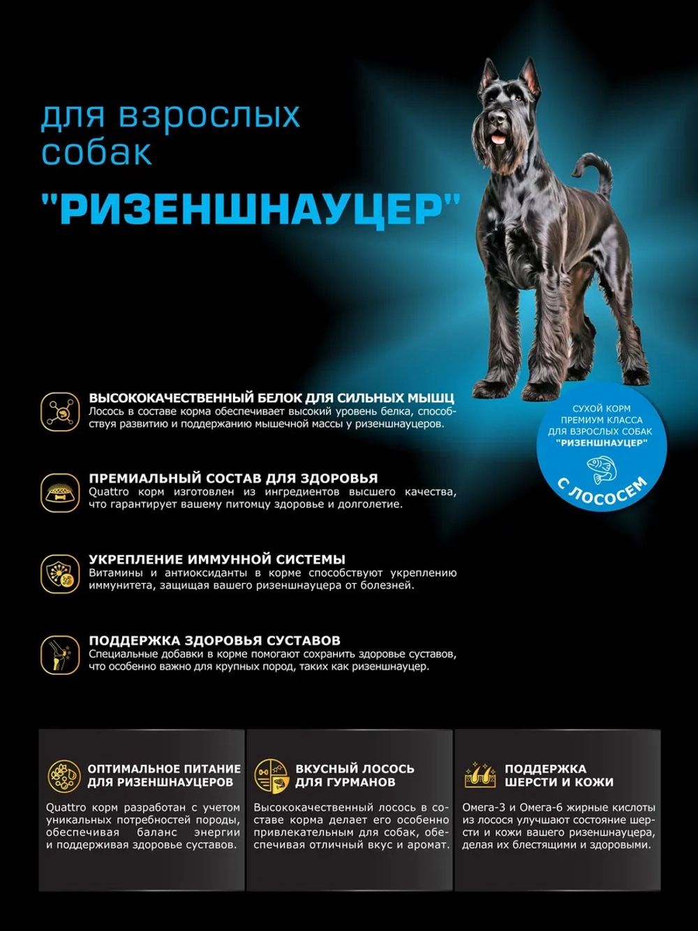 Корм для собак Ризеншнауцер, с лососем, 12 кг