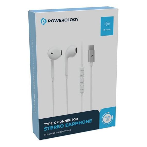 Наушники Powerology Stereo USB-C Earphones 1.2 м (PSTREPWH) White