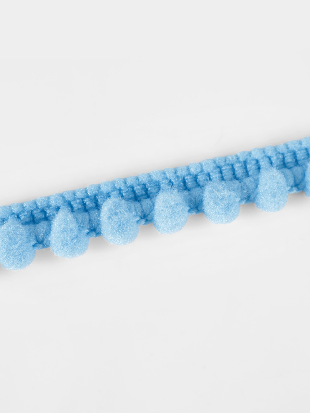 Тесьма декоративная с помпонами, 12 мм, цвет голубой