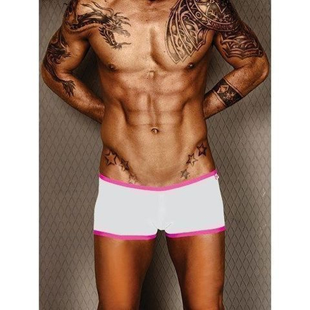 Мужские трусы хипсы белые с розовой окантовкой Wild Milk Neon Stripes Boxer Pink