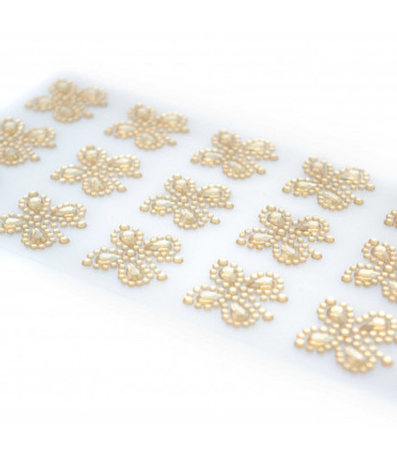 Стразы самоклеющиеся бабочки золотые светлые 15 шт