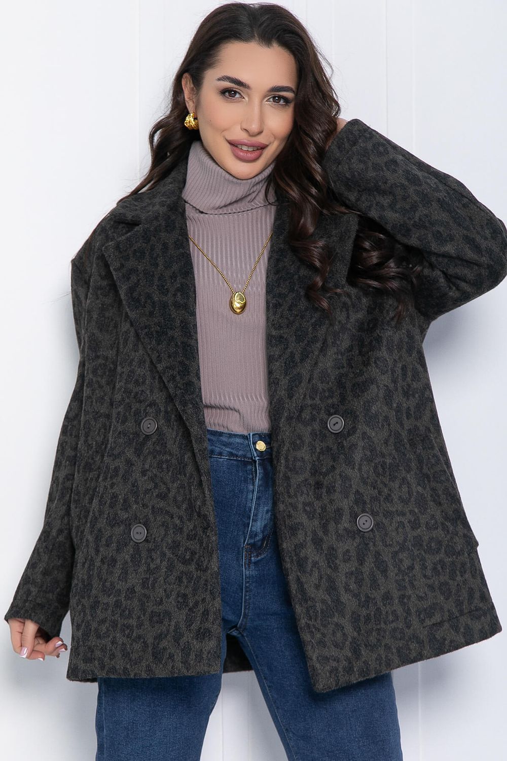 Пальто Я в теме (серый/лео) Б12632-7 LT Collection