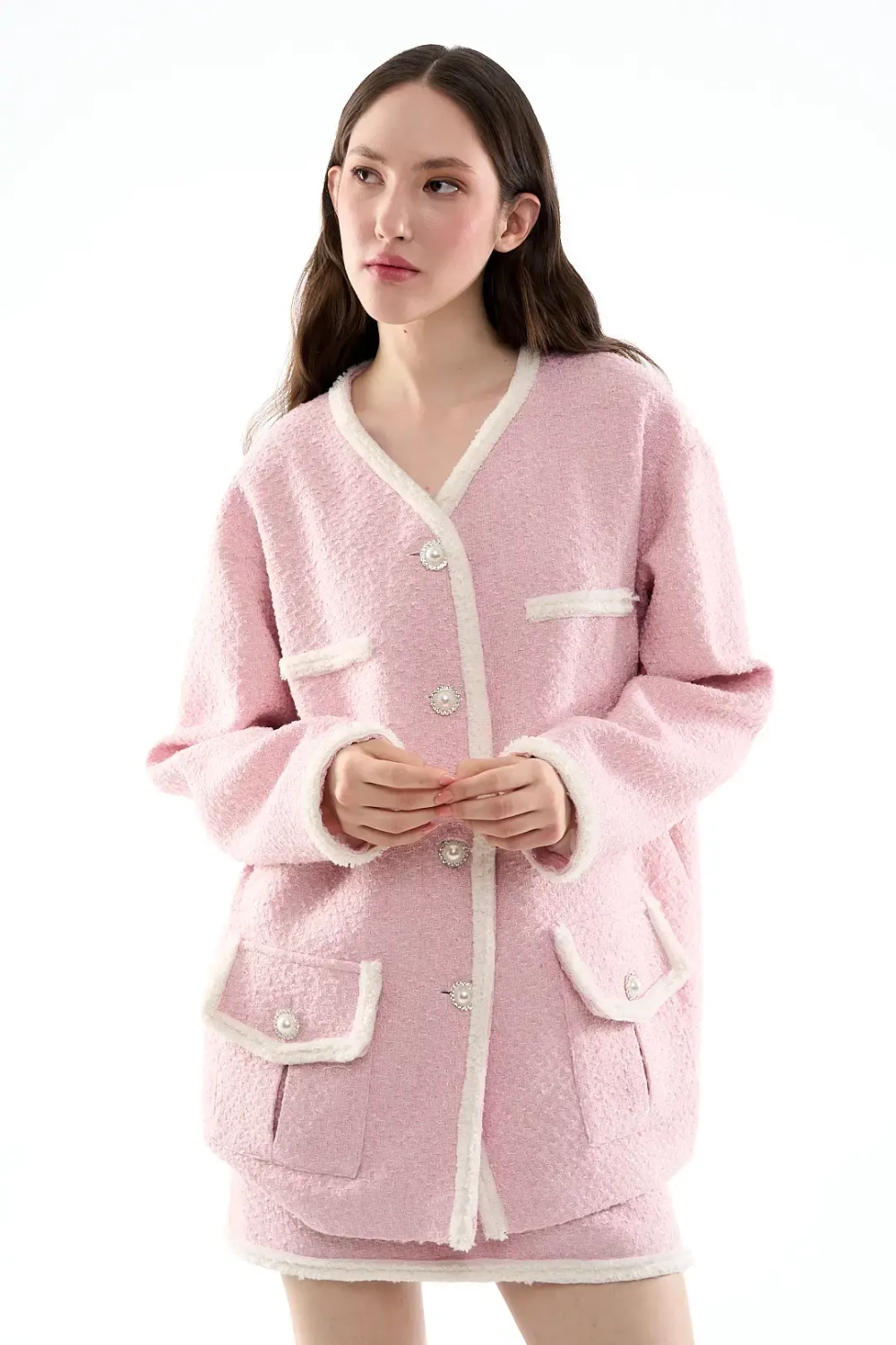 Розовый жакет-тулуп