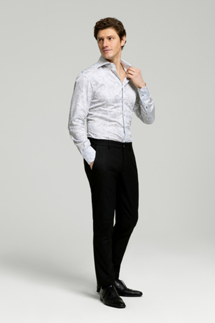 Рубашка белая с чёрным принтом пейсли «Винтаж»