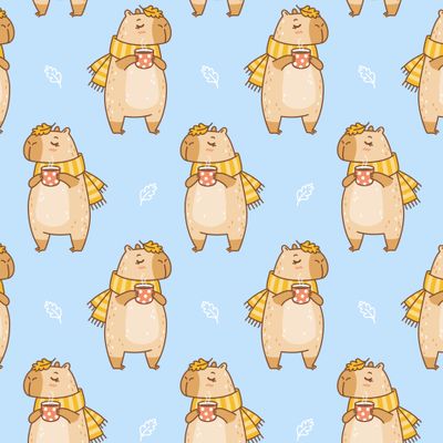 Осенние капибары на голубом