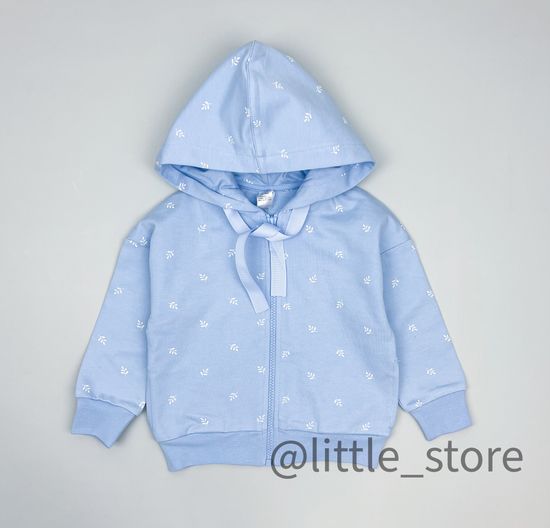 Толстовка на молнии "Грушевый сад" из футера, небесно-голубой