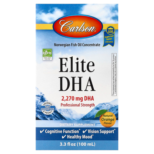 Carlson, Elite DHA, Elite DHA, натуральный апельсин, 100 мл (3,3 жидк. унции)