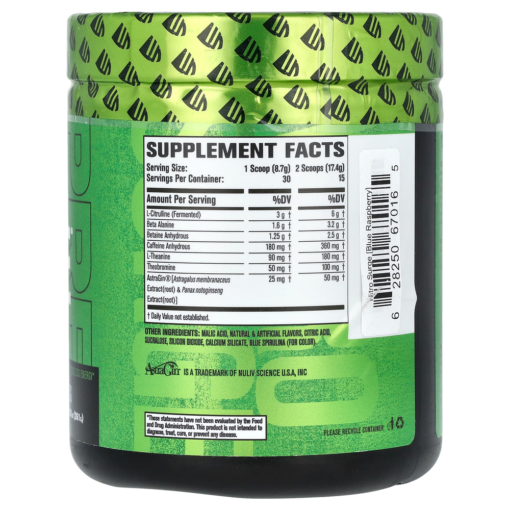 Jacked Factory, Nitro Surge, перед тренировкой, голубая малина, 261 г (9,21 унции)