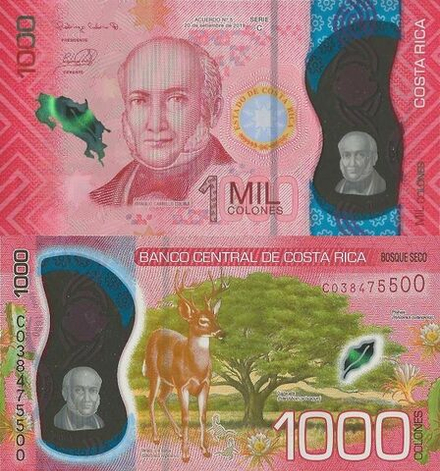 Коста-Рика 1000 колон 2019 Белохвостый олень UNC