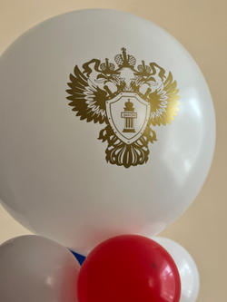 Воздушные гелиевые шарики с доставкой по Хабаровску Стойка триколор герб Прокуратуры№4568