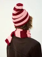 Купить Шапка Kraizy Stripes в полоску бургунди / роза Шапка Kraizy Stripes в полоску бургунди / роза