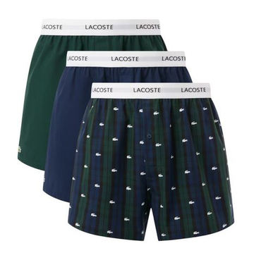 Мужские спортивные боксеры Lacoste Cotton Poplin 3P - navy blue/green
