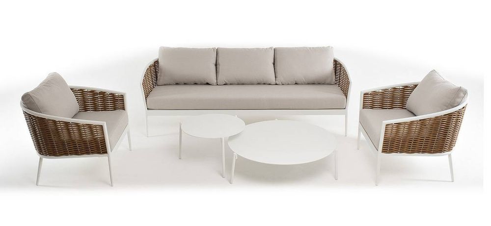 "Тоскана" лаунж-зона из искусственного ротанга, цвет соломенный