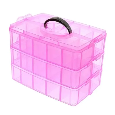 Органайзер для мелочей трех ярусный с ячейками «Практик», прозрачный, 25*17*19см