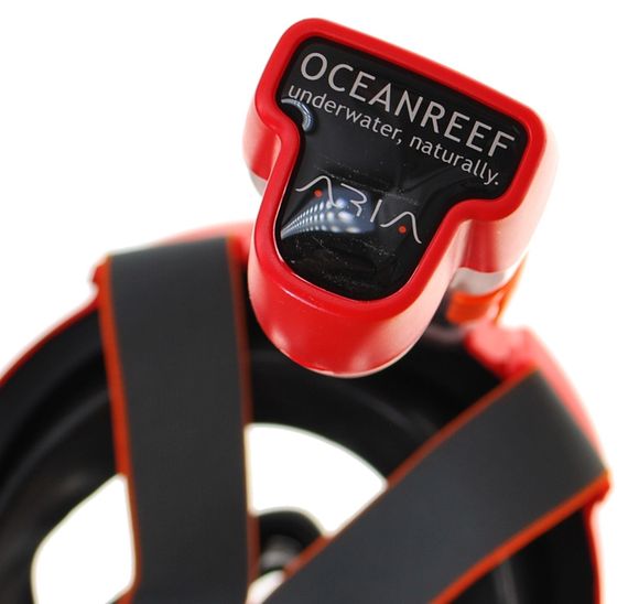 Маска полнолицевая Oceanreef ARIA QR+ для сноркелинга, с держателем камеры черный/красный