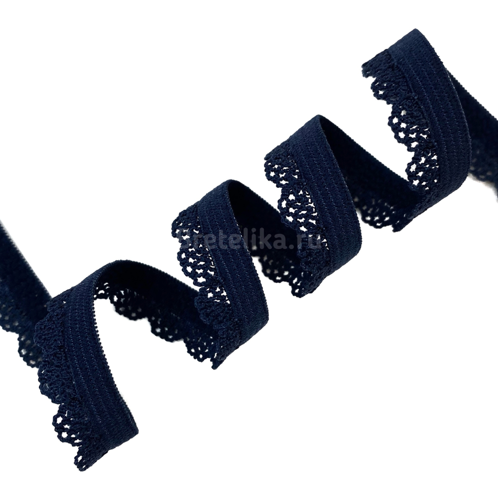 Отделочная резинка ажурная темно-синяя 12 мм