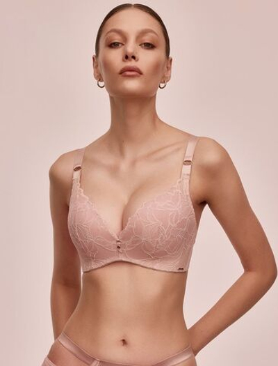 Супер пуш-ап бюстгальтер Glow (Размер: 75D) (Цвет: пудровый)
